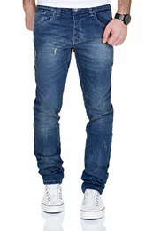 Jeans Herren Slim Fit Jeanshose Stretch Designer Hose Denim 9148-2100 (34-32, 2100 Blau)