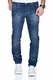 MERISH Jeans Herren Slim Fit Jeanshose Stretch Designer Hose Denim 9148-2100 (34-32, 2100 Blau)