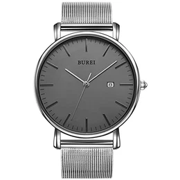 Ultra Dünne Uhren Herren Schwarze Analoges Datum Armbanduhr Herren mit Japanisches Quarzwerk, Geschenke für Männer