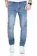 MERISH Jeans Herren Destroyed Hose Used-Look Jeanshose Männer Denim 2081-1001 (32-32, 1001 Hellblau)