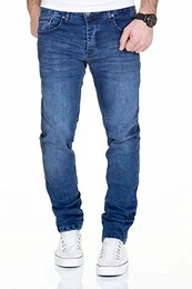 Jeans Herren Destroyed Hose Used-Look Jeanshose Männer Denim 2081-1001 (32-32, 1001 Blau)