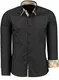 TMK Herren Hemd Super - Slim - Fit - Langarm - Premium Bügelleicht Hemden für Business, Freizeit, Hochzeit, Party für Männer (M, Schwarz/Doppelkragen)