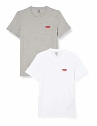 Levi''''s Herren 2Pk Crewneck Graphic T-Shirt, 2 Pack Hm White/Mid Tone Grey Heather, S