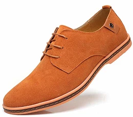 Herren Freizeit Schuhe aus Leder Business Anzugschuhe Atmungsaktiv Lederschuhe Oxford Halbschuhe Party Hochzeit übergrößen 38-46 (42 EU, Kamel-077)