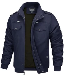 Herren Cargo Jacke Frihling Pilotenjacke Stehkragen Übergangsjacke Casual Feldjacke Leicht Arbeitsjacke, Navy M