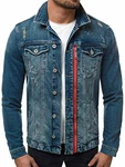 OZONEE Herren Jeansjacke Übergangs Bikerjacke (777) blau (777/953K)
