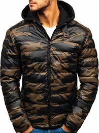 BOLF Herren Winterjacke Steppjacke Sportjacke Reißverschluss Casual Style Nature 4695 Khaki M [4D4]