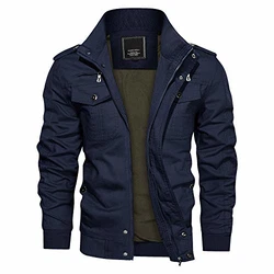 KEFITEVD Herren Übergangsjacke Militär Jacke Bomberjacke Fliegerjacke Navy Blau