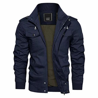 KEFITEVD Herren Übergangsjacke Militär Jacke Bomberjacke Fliegerjacke Navy Blau