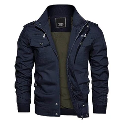 KEFITEVD Herren Übergangsjacke Militär Jacke Bomberjacke Fliegerjacke Navy/Blau