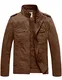 WenVen Herren Militär Jacke Klassisch Fracht Jacke Stehkragen Übergangsjacke Leicht Outdoor Jacke Mantel Cargo Stiel Oberbekleidung Braun M