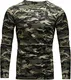 Crone Essential Basic Herren Slim Fit Langarm Rundhals Shirt Longsleeve T-Shirt Sweatshirt in vielen Farben (M, Camouflage)
