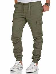 Herren Stretch Jogger Cargo Chino Jeans Hose 7006 Olive W29