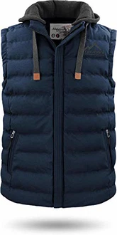 normani Herren Weste Steppweste mit Swaet Kapuze und Stehkragen - Outdoor Weste mit Wasserdichten Reißverschlüssen Dunkelmarine normani Herren Weste Steppweste mit Swaet Kapuze und Stehkragen - Outdoor Weste mit Wasserdichten Reißverschlüssen Dunkelmarine