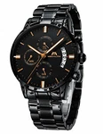 MEGALITH Herrenuhr Militär Chronographen Design Business Analog Uhren Schwarz