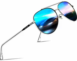 SIPLION Unisex Polarisiert Sonnenbrille Herren Damen Pilotenbrille Fahrerbrille Verspiegelt UV400 7077 Blue