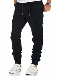 Herren Stretch Jogger Cargo Chino Jeans Hose 7006 Navyblau W32