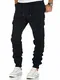 Amaci&Sons Herren Stretch Jogger Cargo Chino Jeans Hose 7006 Navyblau W32