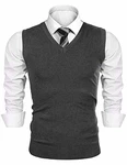 iClosam Herren Pullunder V-Ausschnitt Comfort Fit Strickweste Dunkelgrau