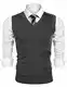 iClosam Herren Pullunder V-Ausschnitt Comfort Fit Baumwoll Strickweste (Dunkelgrau, M)