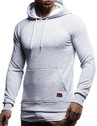 Herren Kapuzenpullover Slim Fit Baumwolle-Anteil Moderner weißer Herren Hoodie-Sweatshirt-Pulli Langarm Herren schwarzer Pullover-Shirt mit Kapuze LN8125 Grau 2in1 Medium