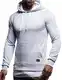 Leif Nelson Herren Kapuzenpullover Slim Fit Baumwolle-Anteil Moderner weißer Herren Hoodie-Sweatshirt-Pulli Langarm Herren schwarzer Pullover-Shirt mit Kapuze LN8125 Grau 2in1 Medium