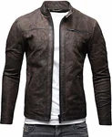 Crone Epic Herren Lederjacke Cleane Leichte Basic Jacke Elephant