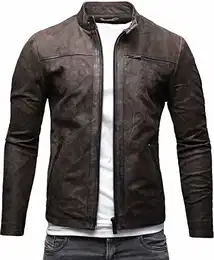 Epic Herren Lederjacke Cleane Leichte Basic Leder Jacke aus weichem Rindsleder (M, Elephant (Rindsleder))