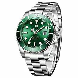 Mechanische Herrenuhren Automatik Uhr Beobachtet Armbanduhr Analoge 100M Wasserdicht der Männer Taucher Saphirglas Edelstahlband Kalender Metall-Armband Elegantes Geschenk Uhren für Herren