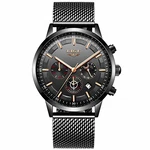 LIGE Herren Uhren Chronograph Analog Quarz Kalender Mondphase Armbanduhr Schwarz