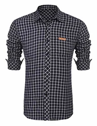 Burlady Herren Hemd kariert Slim Fit Langarm Freizeithemd Flanellhemd