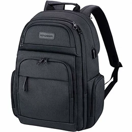 Reise Laptop Rucksack 15,6 Zoll Wasserdicht Business Schulrucksack Backpack mit Hartgeschältem Sicherheitsraum und RFID-Taschen für Arbeit/College/Männer/Frauen-Holzkohle Schwarz MEHRWEG