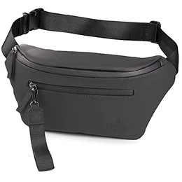 Bauchtasche Damen, Herren - Stylisch Gürteltasche Fanny Pack, Hüfttasche, Waist Bag VRETA Bum Bag (Schwarz Matt)