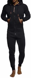 Herren Overall Jumpsuit Onesie Trainingsanzug Jogginghose Trainings T-Shirt Fitness Männer Strampelanzug Bekleidung LN8270; Größe M; Schwarz