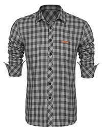 Burlady Herren Hemd kariert Slim Fit Langarm Freizeithemd Flanellhemd