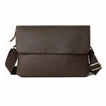 Leathario Herren Umhängetasche Messger Bag Dunkelbraun
