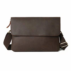 Leathario Herren Umhängetasche Messger Bag Dunkelbraun