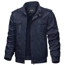 Herrenjacke Übergangsjacke Herren Herbst Jacke Stehkragen Field Jacket Army Jacke Männer Übergang Jacke Military Baumwolle Blouson Jacke Jacke Dunkelblau L