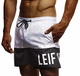 Herren Sommer Badehosen Badeshorts Schwimmhose Schwimmshorts Beachshorts LN9240; Large; Weiss-Schwarz