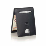 Kronenschein® Herren Geldbörse mit Geldklammer Portemonnaie klein RFID Slim Wallet Schwarz