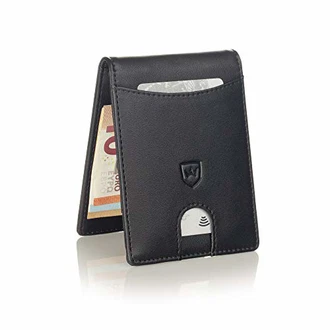 Kronenschein® Herren Geldbörse mit Geldklammer Portemonnaie klein RFID Slim Wallet Schwarz Kronenschein® Herren Geldbörse mit Geldklammer Portemonnaie klein RFID Slim Wallet Schwarz