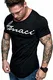 Amaci&Sons Oversize Herren Vintage T-Shirt Logo Crew Neck Rundhals Basic Shirt 6101-0203 Schwarz/Weiß XL