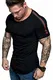 Amaci&Sons Oversize Herren Stripes T-Shirt Vintage Crew Neck Rundhals Basic Shirt 6099 Schwarz XL