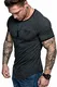 REPUBLIX Oversize Doppel Farbig Logo Herren Slim-Fit Crew Neck Basic T-Shirt Rundhals R30 Anthrazit/Schwarz S