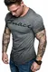 Amaci&Sons Oversize Herren Vintage T-Shirt Logo Crew Neck Rundhals Basic Shirt 6101-0203 Anthrazit Verwaschen S