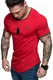 REPUBLIX Oversize Doppel Farbig Logo Herren Slim-Fit Crew Neck Basic T-Shirt Rundhals R30 Rot/Khaki S