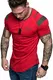 REPUBLIX Oversize Doppel Farbig Logo Herren Slim-Fit Crew Neck Basic T-Shirt Rundhals R29 Rot/Khaki S