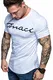Amaci&Sons Oversize Herren Vintage T-Shirt Logo Crew Neck Rundhals Basic Shirt 6101-0203 Weiß/Navyblau M