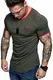 REPUBLIX Oversize Doppel Farbig Logo Herren Slim-Fit Crew Neck Basic T-Shirt Rundhals R30 Khaki/Rot S