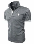 GHYUGR Poloshirt Herren Einfarbig Stickerei Kurzarm Polohemd Grau